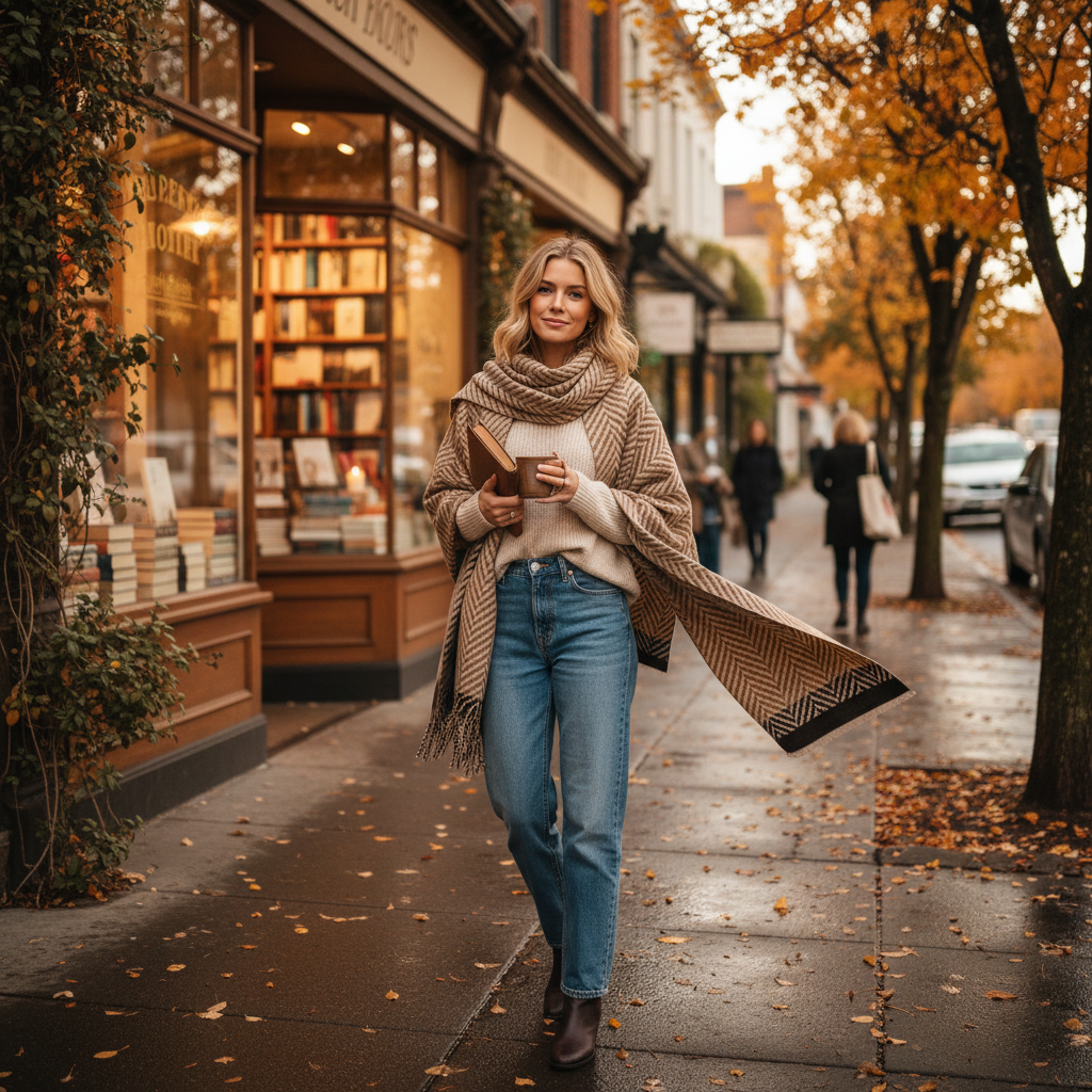 Autumn Library Soft Cotton Wrap