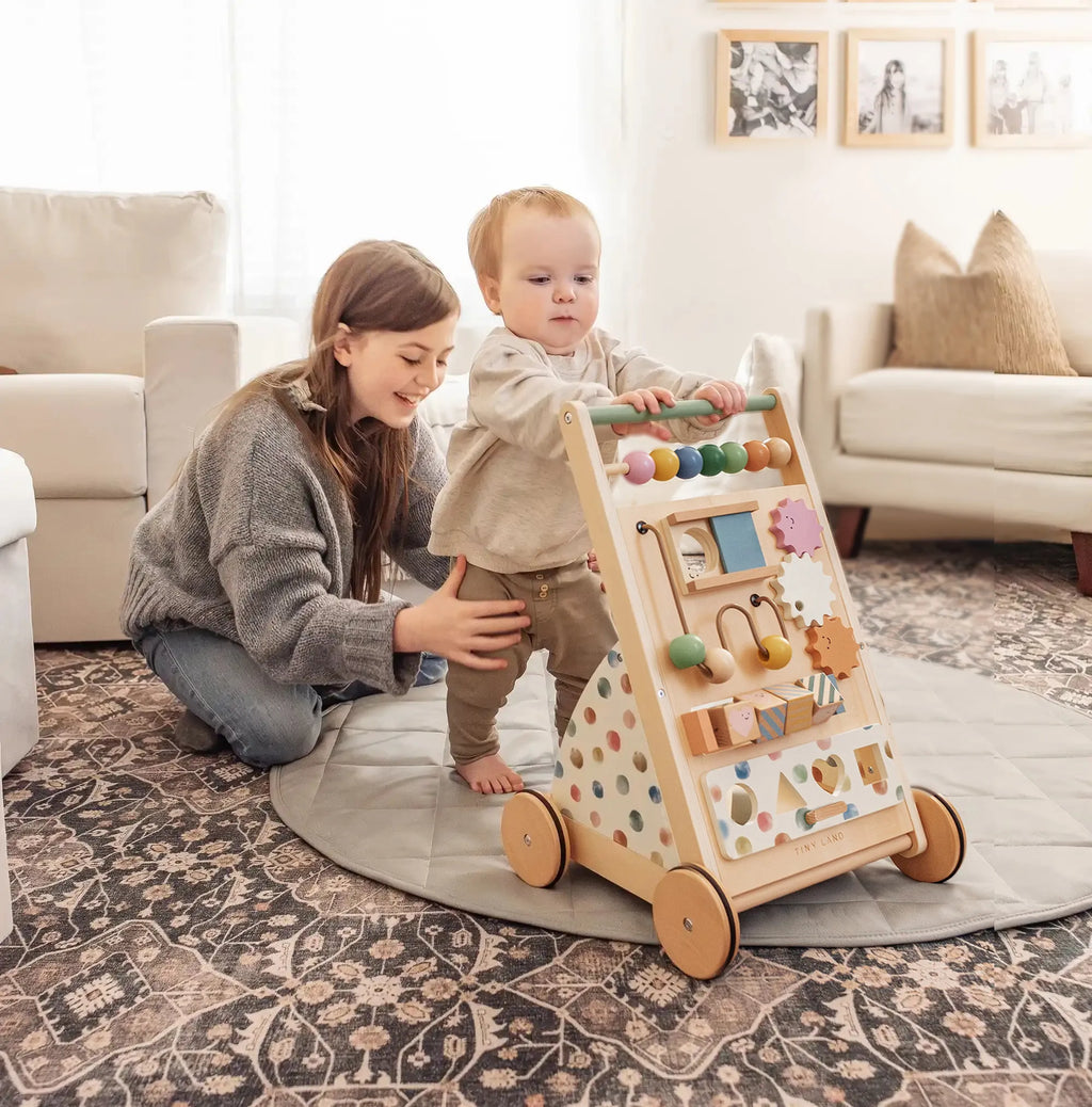Tiny Land® Natural Wooden Baby Walker