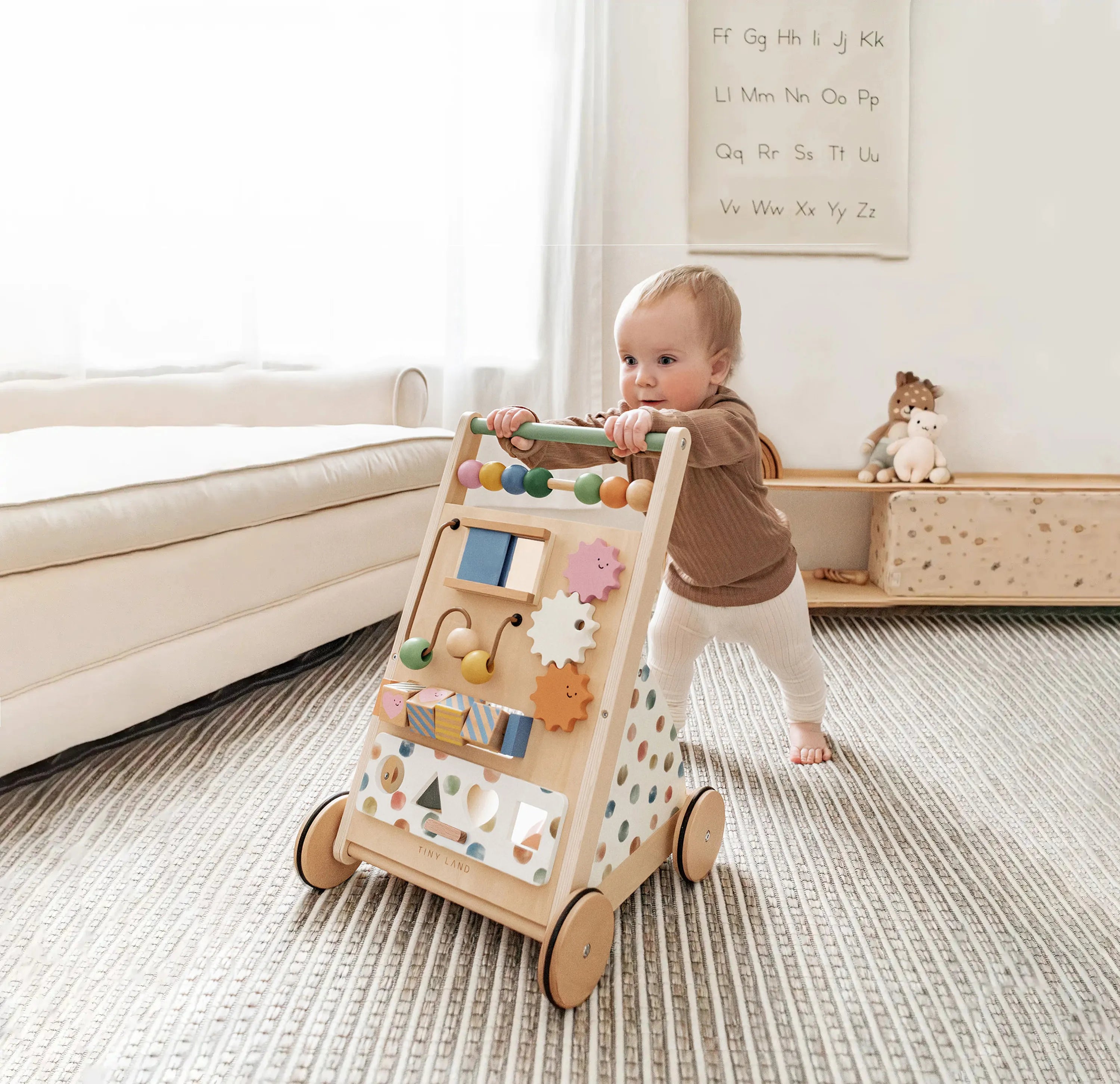 Tiny Land® Natural Wooden Baby Walker