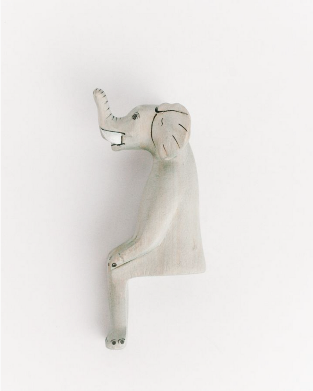Hand-Carved Wooden Elephant Shelf Sitter