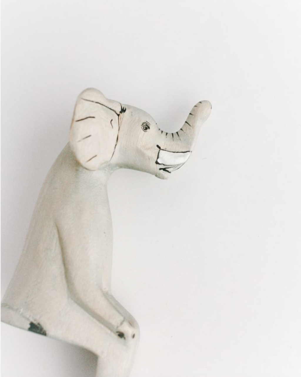 Hand-Carved Wooden Elephant Shelf Sitter