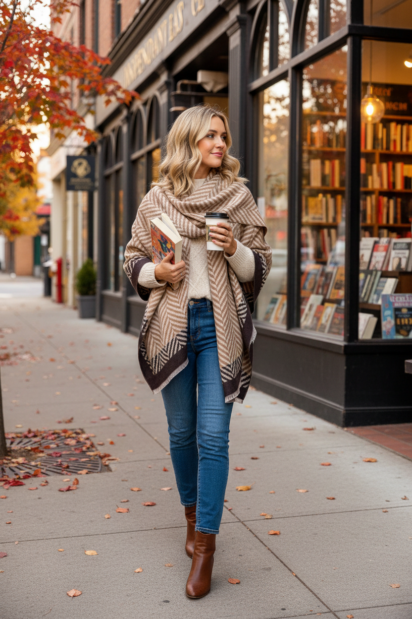 Autumn Library Soft Cotton Wrap