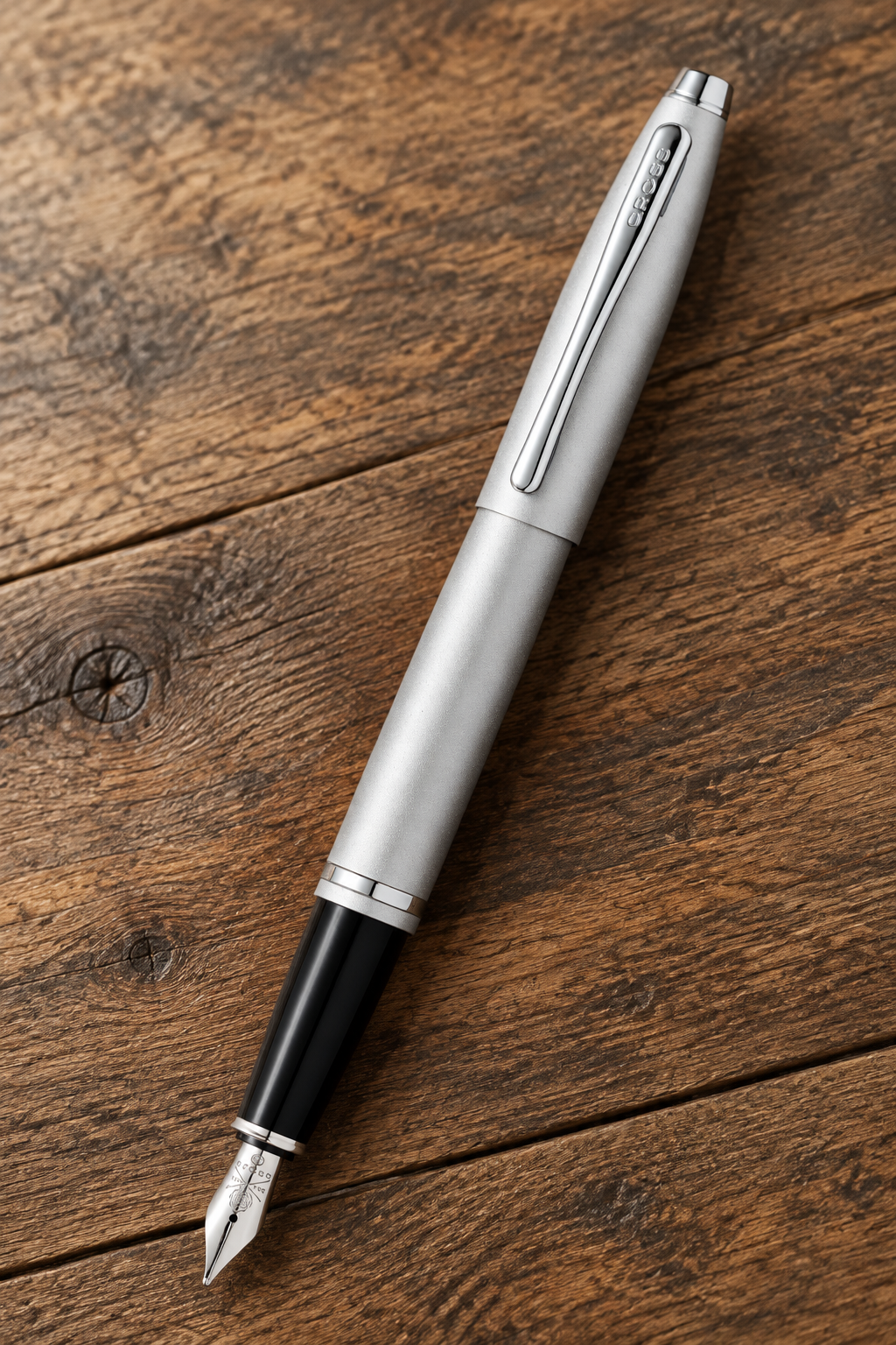 Calais™ Satin Chrome Stainless Steel Fine Nib Fountain Pen